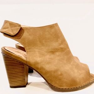 Taupe Peep-Toe Bootie with 3.5 Inch Heel
